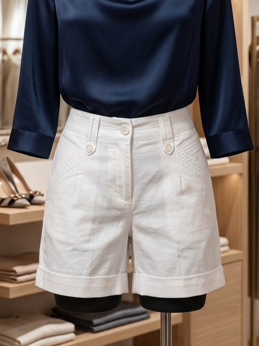 Venezia White Tailored Bermuda Shorts